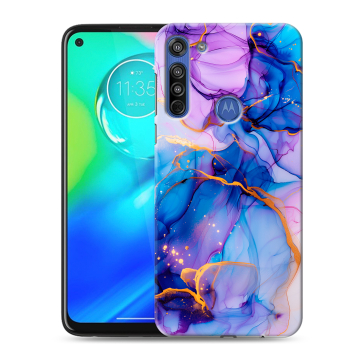 Силиконовый чехол на Motorola Moto G8 с принтом синий мрамор