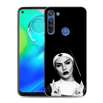 Силиконовый чехол на Motorola Moto G8 с принтом монашка