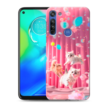 Силиконовый чехол на Motorola Moto G8 с принтом милые котики