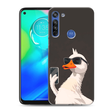 Силиконовый чехол на Motorola Moto G8 с принтом утка в очках