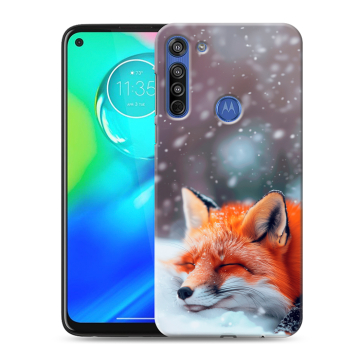 Силиконовый чехол на Motorola Moto G8 с принтом лиса