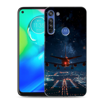 Силиконовый чехол на Motorola Moto G8 с принтом самолет