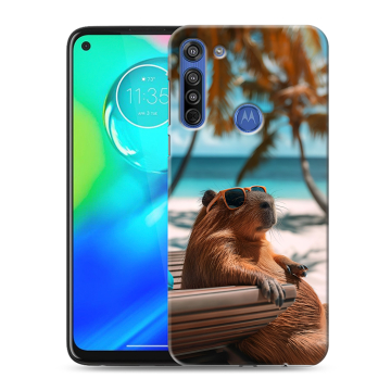 Силиконовый чехол на Motorola Moto G8 с принтом Капибара