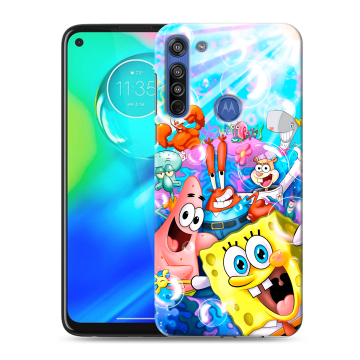 Силиконовый чехол на Motorola Moto G8 с принтом спанчбоб спанч боб