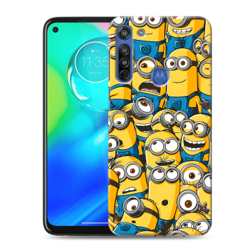 Силиконовый чехол на Motorola Moto G8 с принтом Миньоны