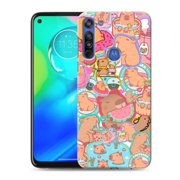 Силиконовый чехол на Motorola Moto G8 с принтом капибары