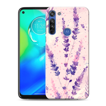 Силиконовый чехол на Motorola Moto G8 с принтом цветы лаванда