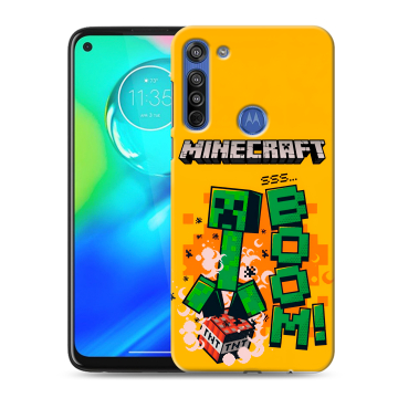 Силиконовый чехол на Motorola Moto G8 с принтом Майнкрафт Minecraft