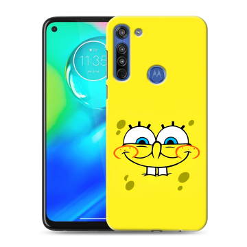 Силиконовый чехол на Motorola Moto G8 с принтом спанчбоб спанч боб