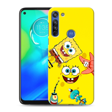 Силиконовый чехол на Motorola Moto G8 с принтом Спанч боб Спанчбоб