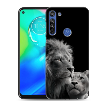 Силиконовый чехол на Motorola Moto G8 с принтом Лев кошки