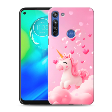 Силиконовый чехол на Motorola Moto G8 с принтом Единорог