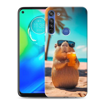 Силиконовый чехол на Motorola Moto G8 с принтом Капибара