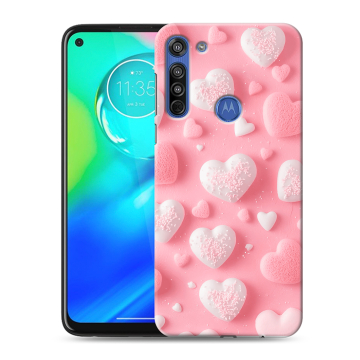 Силиконовый чехол на Motorola Moto G8 с принтом Сердечки