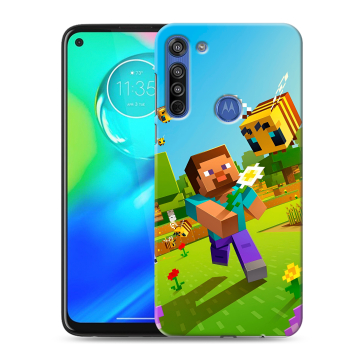 Силиконовый чехол на Motorola Moto G8 с принтом Майнкрафт Minecraft