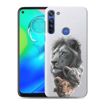 Силиконовый чехол на Motorola Moto G8 с принтом Львы