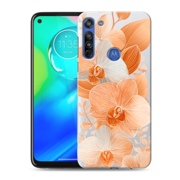 Силиконовый чехол на Motorola Moto G8 с принтом Бежевые цветы