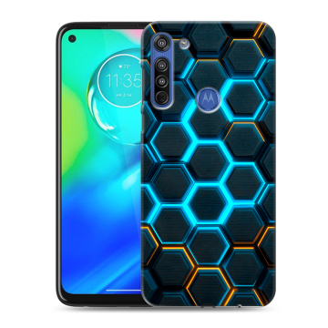 Силиконовый чехол на Motorola Moto G8 с принтом Неоновые соты
