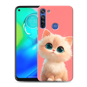 Силиконовый чехол на Motorola Moto G8 с принтом Розовый котенок