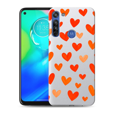 Силиконовый чехол на Motorola Moto G8 с принтом Сердечки