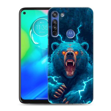 Силиконовый чехол на Motorola Moto G8 с принтом Медведь