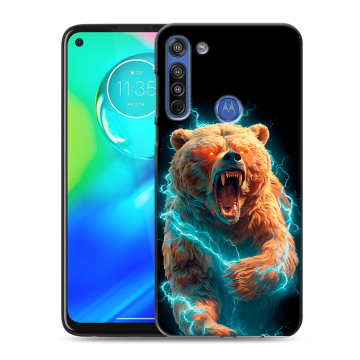 Силиконовый чехол на Motorola Moto G8 с принтом Медведь
