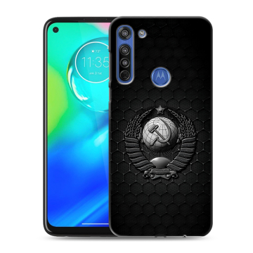 Силиконовый чехол на Motorola Moto G8 с принтом Герб Флаг СССР