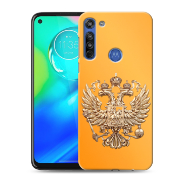 Силиконовый чехол на Motorola Moto G8 с принтом Герб Флаг России