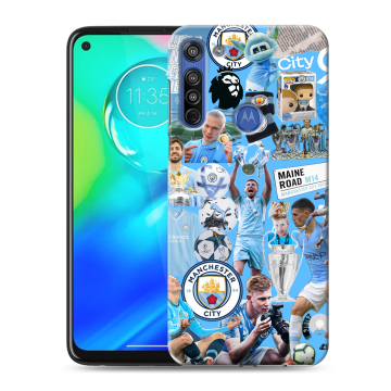 Силиконовый чехол на Motorola Moto G8 с принтом Man City Манчестер Сити