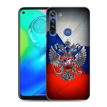 Силиконовый чехол на Motorola Moto G8 с принтом Флаг России