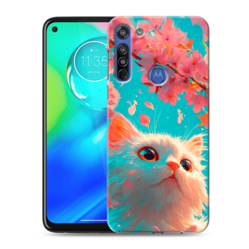 Силиконовый чехол на Motorola Moto G8 с принтом Красивый кот