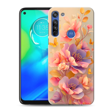 Силиконовый чехол на Motorola Moto G8 с принтом Цветы и бабочки