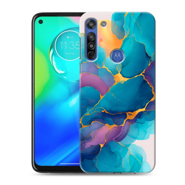 Силиконовый чехол на Motorola Moto G8 с принтом Мрамор блестки