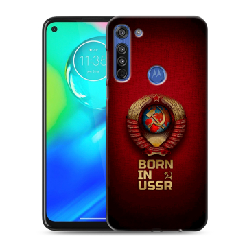 Силиконовый чехол на Motorola Moto G8 с принтом Флаг Герб СССР