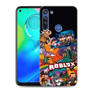 Силиконовый чехол на Motorola Moto G8 с принтом Roblox Роблокс