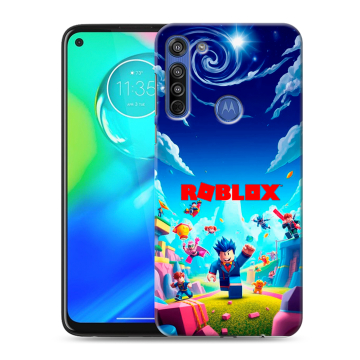 Силиконовый чехол на Motorola Moto G8 с принтом Roblox Роблокс