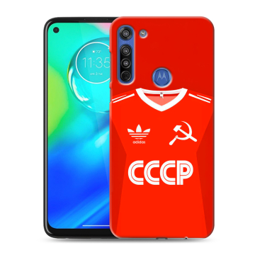 Силиконовый чехол на Motorola Moto G8 с принтом Флаг Герб СССР