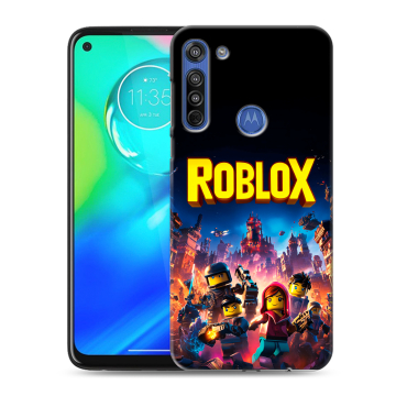 Силиконовый чехол на Motorola Moto G8 с принтом Roblox Роблокс