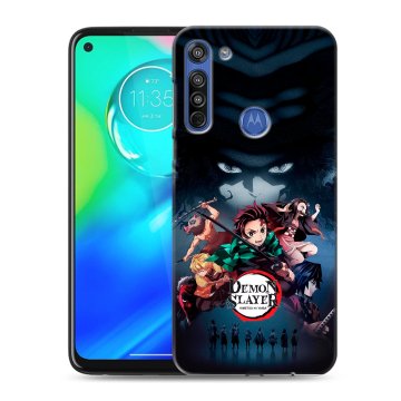 Силиконовый чехол на Motorola Moto G8 с принтом Demon Slayer Клинок рассекающий демонов
