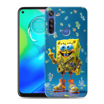Силиконовый чехол на Motorola Moto G8 с принтом Спанч боб Спанчбоб