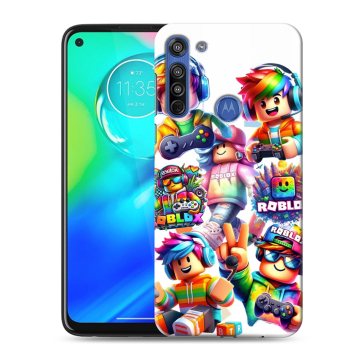 Силиконовый чехол на Motorola Moto G8 с принтом Roblox Роблокс