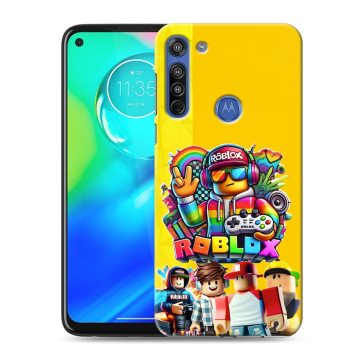 Силиконовый чехол на Motorola Moto G8 с принтом Roblox Роблокс
