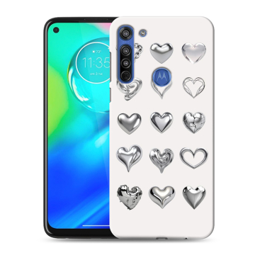 Силиконовый чехол на Motorola Moto G8 с принтом Y2K сердечки