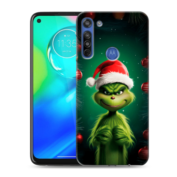 Силиконовый чехол на Motorola Moto G8 с принтом Гринч Новый год Рождество