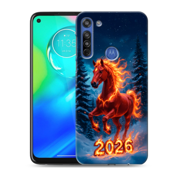 Силиконовый чехол на Motorola Moto G8 с принтом Новый год коня