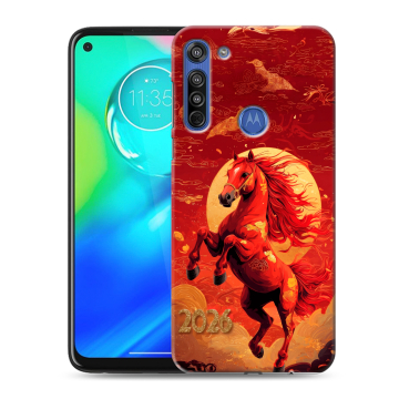 Силиконовый чехол на Motorola Moto G8 с принтом Новый год