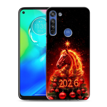 Силиконовый чехол на Motorola Moto G8 с принтом Новый год