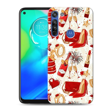 Силиконовый чехол на Motorola Moto G8 с принтом Новый год