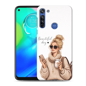 Силиконовый чехол на Motorola Moto G8 с принтом женский