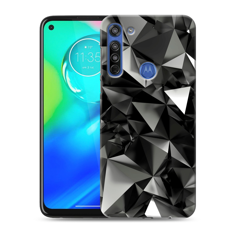 Силиконовый противоударный чехол на Motorola Moto G8 с принтом Черные кристаллы Силиконовый противоударный чехол на Motorola Moto G8 с принтом Черные кристаллы